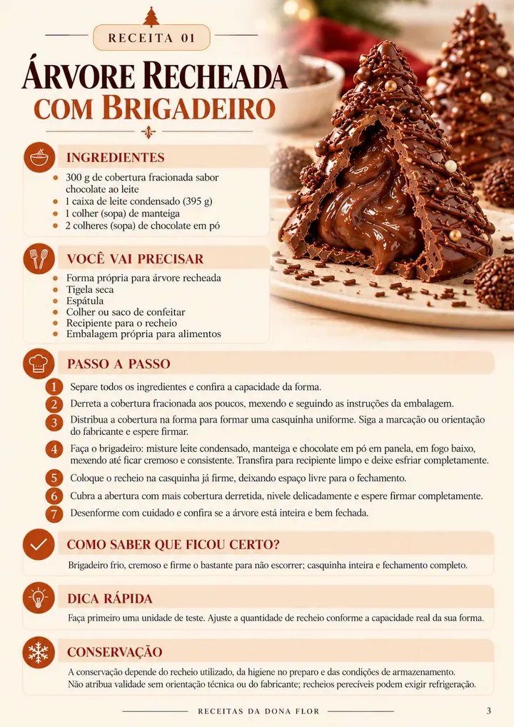 Página da árvore recheada de brigadeiro